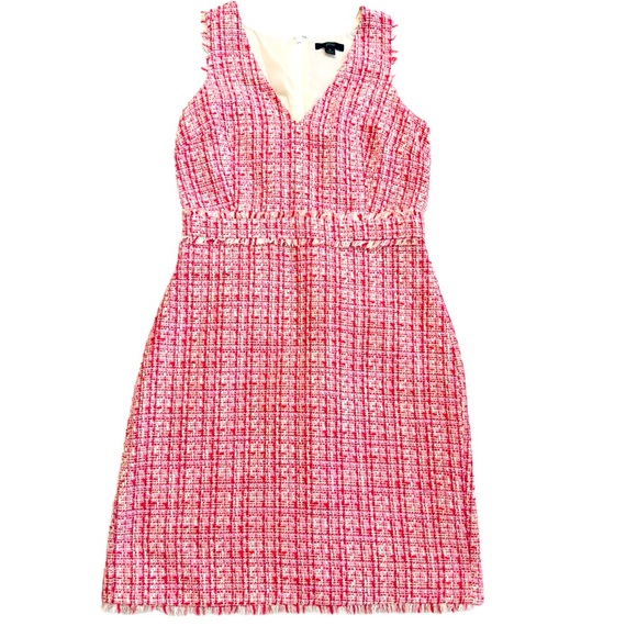 J. Crew Dresses & Skirts - J. CREW ~ Pink and White Textured Tweed Dress w/Raspberry Metallic Threads